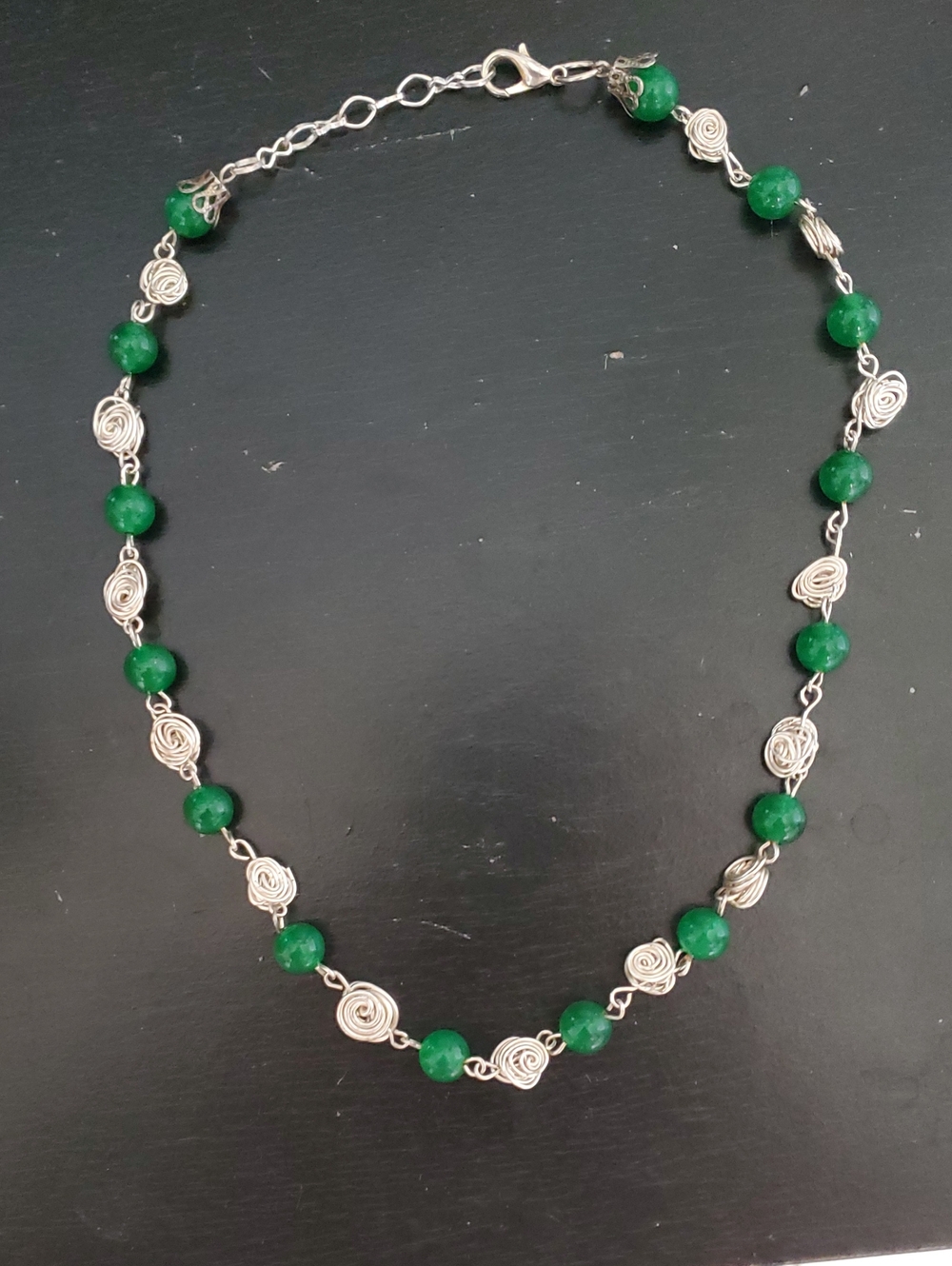 ​Natural Earth-Mined Green Quartzite Wire Wrap Boho Bracelet • Vegan